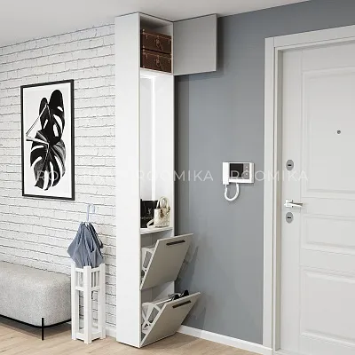 Шкаф завершающий с обувницей и зеркалом L250