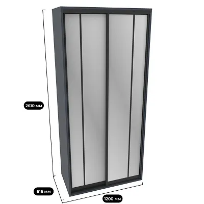 Шкаф-купеХG126.60-1, профиль INTEGRO, фасад зеркало серебро