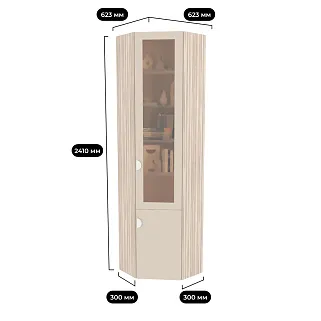 Шкаф угловой книжный со стеклом LG247 с подсветкой