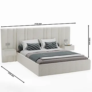 Кровать двуспальная мягкая HILTON с подъемным механизмом, мягкими панелями и тумбами, 180x200