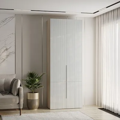 Шкаф книжный, фрезерованные фасады в эмали LE214