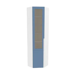 Шкаф угловой книжный со стеклом, фасады в эмали LE247 с подсветкой