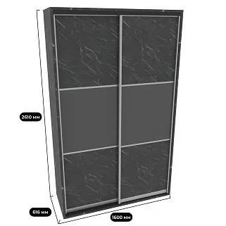 Шкаф-купе ХG166.60-2, профиль INTEGRO, фасад МДФ/Зеркало графит