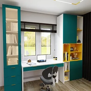 Шкаф книжный с ящиками со стеклом L223S