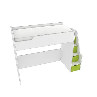 Кровать-чердак  с лестницей комодом L907, 90x200 L/R