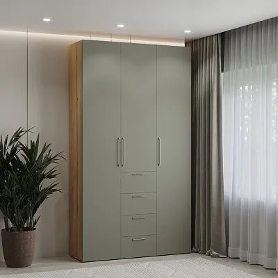 Шкаф трехдверный с ящиками узкий L203.44