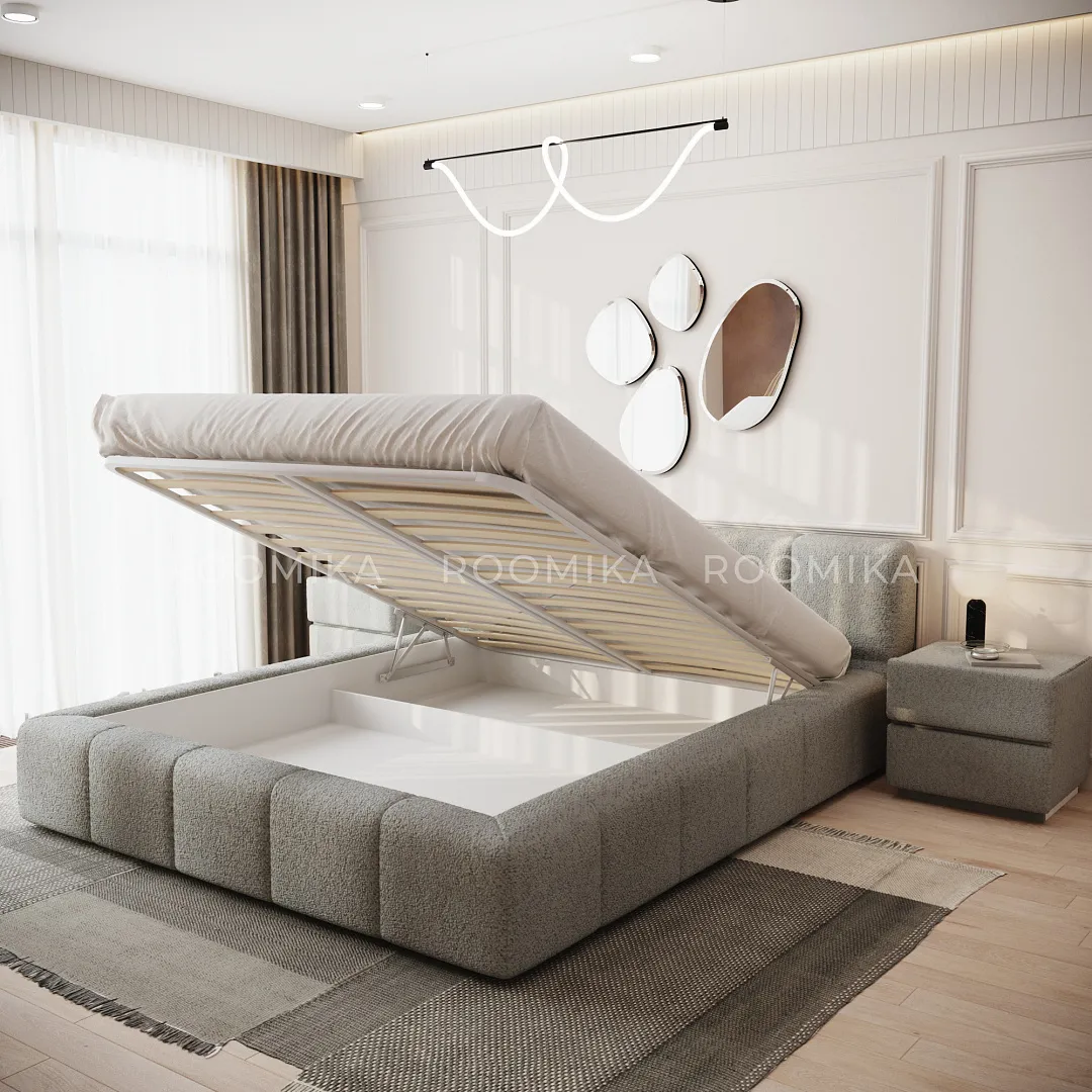 Кровать двуспальная мягкая QUADRO-soft-m  с подъемным механизмом, 140x200
