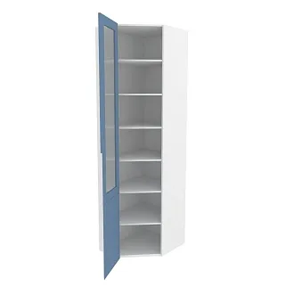 Шкаф угловой книжный со стеклом разносторонний, фасады в эмали LE247.44 L/R