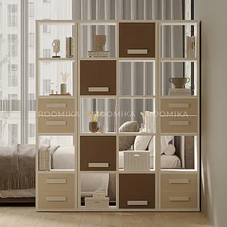 Стеллаж сквозной книжный на 10 ниш с ящиками с фасадами E810