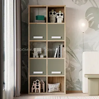 Стеллаж сквозной книжный на 10 ниш с ящиками E810