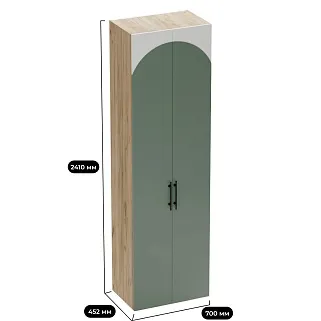 Шкаф двухдверный со штангой, фрезерованные фасады в эмали LE243.44