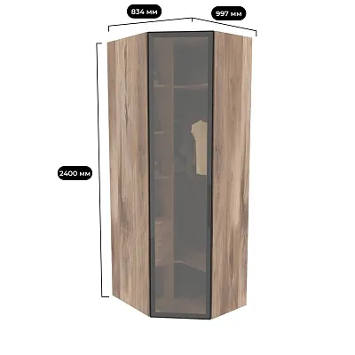Шкаф угловой со стеклянным фасадом с подсветкой R218