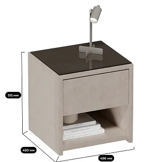 Тумба прикроватная мягкая, стекло прозрачное SUNRISE 751