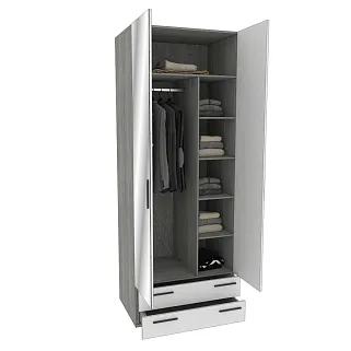 Шкаф двустворчатый с ящиками с зеркалом LG-211.60Z