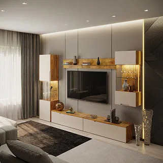 Шкаф напольный с подсветкой, фасады в эмали LE225 L/R