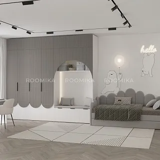 Антресоль на шкафы, фрезерованные фасады в эмали LE450.60