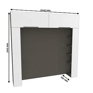 Ниша для кровати с секциями с подсветкой, фасады в эмали LE407.44