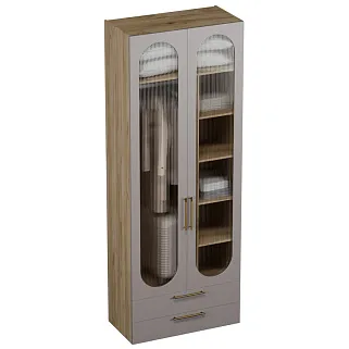 Шкаф 2 дверный с ящиками, фрезерованные фасады в эмали LE-211.44