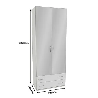 Шкаф 2 дверный с ящиками и зеркалом P211.45Z