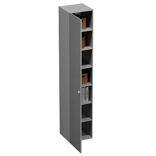 Шкаф однодверный со полками узкий, фасады в эмали LE220.44-4