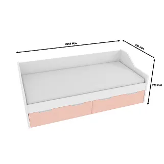 Кровать односпальная, фасады в эмали LE902.200, 90x200