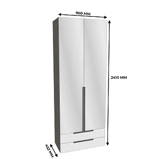 Шкаф 2 дверный с ящиками с зеркалом, фасады в эмали LE-211.44Z