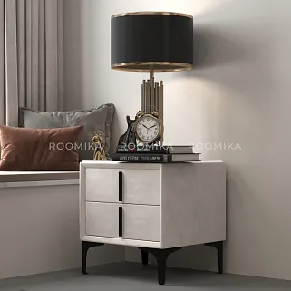 Тумба прикроватная мягкая, стекло прозрачное, ножки черные GRACE752