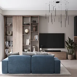 Гостиная в древесных оттенках №10