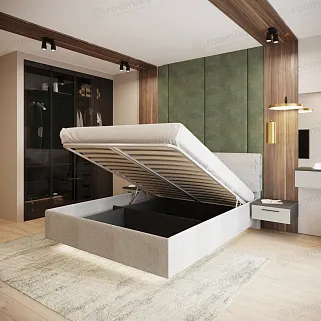 Кровать двуспальная мягкая KOLIBRI с подъемным механизмом, 160x200