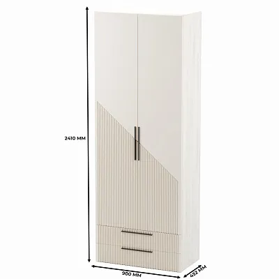 Шкаф 2 дверный с ящиками, фрезерованные фасады в эмали LE211.44