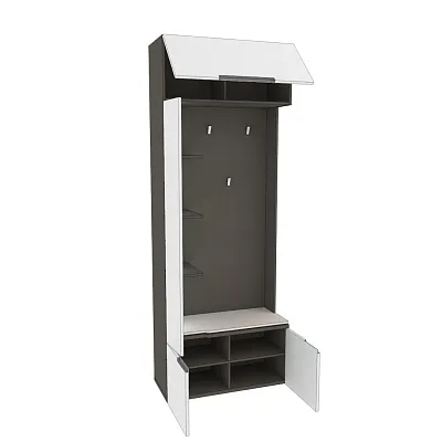 Секция с вешалкой и полками с подсветкой, фасады в эмали LE409 L/R