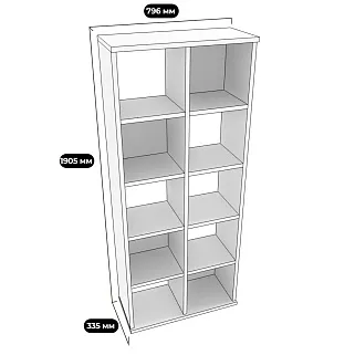 Стеллаж сквозной книжный на 10 ниш с ящиками E810