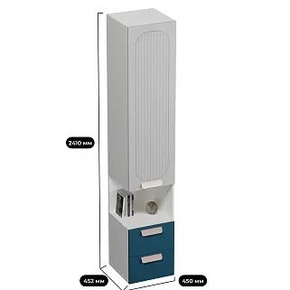 Шкаф-пенал с нишей, фрезерованные фасады в эмали LE221.40