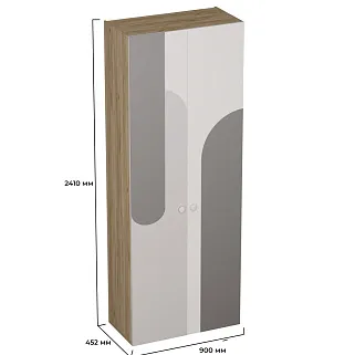 Шкаф двухдверный узкий, фрезерованные фасады в эмали LE210.44-1