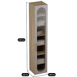 Шкаф 1 дверный узкий, фрезерованные фасады в эмали LE-220.44-4