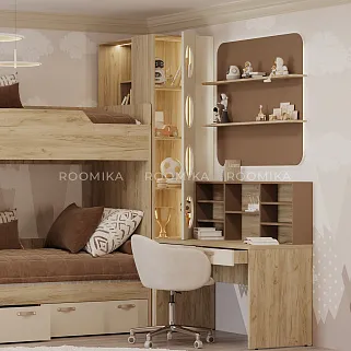 Шкаф с фальшь панелью для 2х ярусных кроватей с подсветкой LG266 L/R