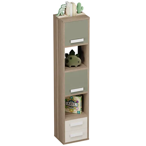 Cтеллаж сквозной книжный на 5 ниш с фасадами и ящиками E805