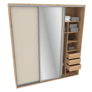 Шкаф-купе ХG246.60-3, профиль INTEGRO, фасад МДФ/зеркало серебро