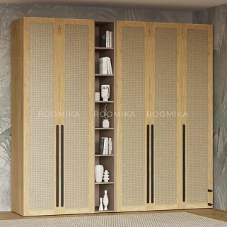 Шкаф 1 дверный узкий, фасады натуральный ротанг L220.60-1