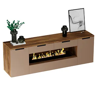 Тумба ТВ навесная с электрокамином, фасады в эмали LE550.450