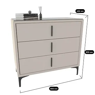 Комод мягкий, стекло прозрачное, ножки черные GRACE793