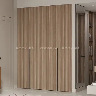 Шкаф со складными дверями, со стеклянной полкой в металлическом профиле с подсветкой L264