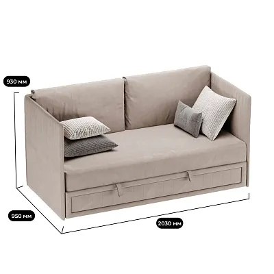 Раскладной диван с обивкой выкатной части BERGAMO BER-1900