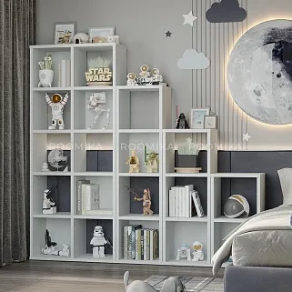 Стеллаж сквозной книжный на 14 ниш с ящиками E802,E803,E804,E810