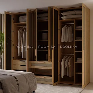 Шкаф двустворчатый, фасады натуральный ротанг L-210.60-3