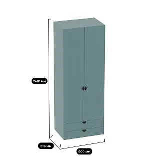 Шкаф 2 дверный с ящиками, фрезерованные фасады в эмали LE-211.60