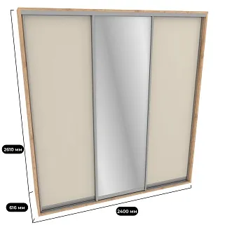 Шкаф-купе ХG240.60-3, профиль INTEGRO, фасад МДФ/зеркало серебро