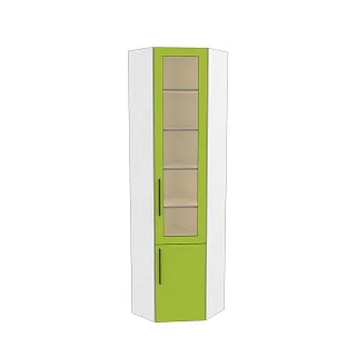 Шкаф угловой книжный со стеклом L247 с подсветкой