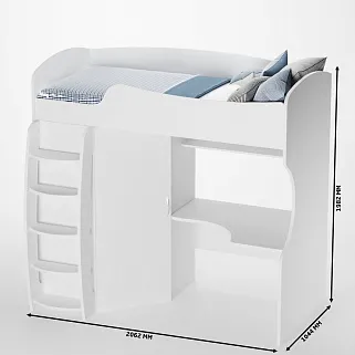 Кровать-чердак с рабочей зоной P906, 90x200