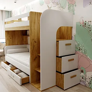 Кровать-чердак E909, 90x200 L/R